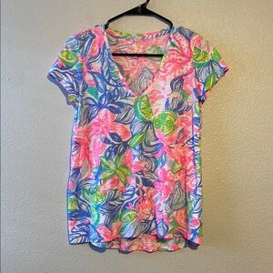 LILLY PULITZER Floral Print Tee Size xs